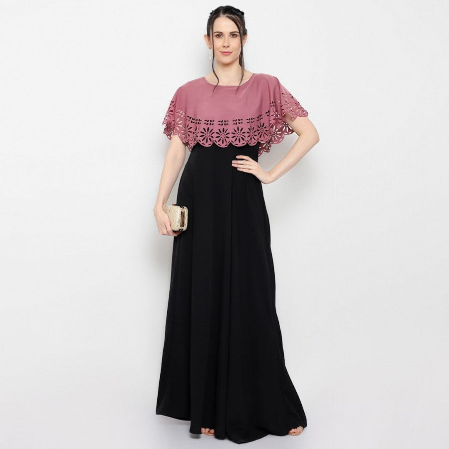 Crepe Black Solid Maxi Dress – Apparelskart